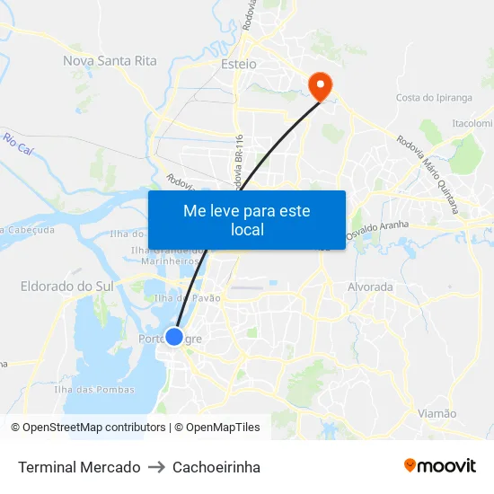 Terminal Mercado to Cachoeirinha map