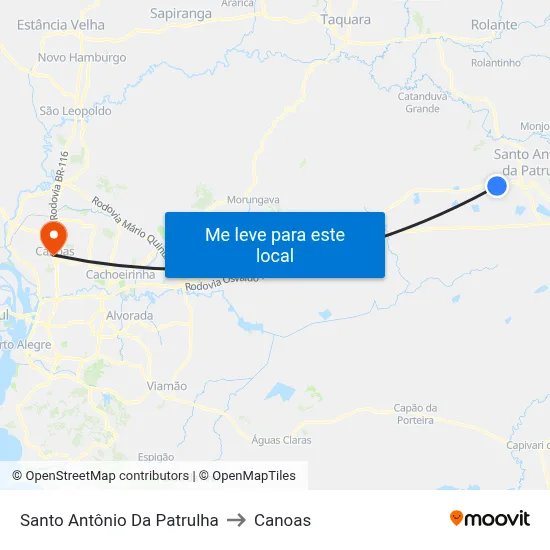 Santo Antônio Da Patrulha to Canoas map