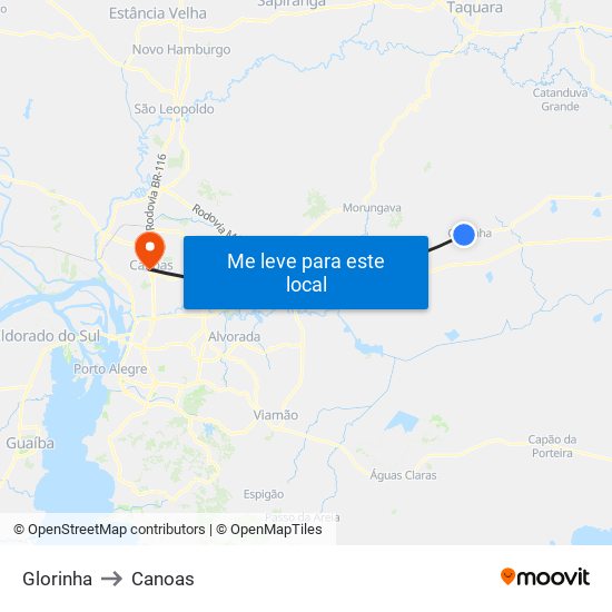 Glorinha to Canoas map