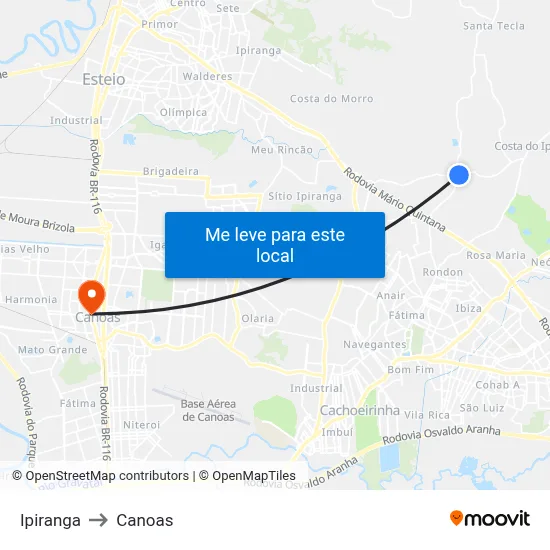 Ipiranga to Canoas map