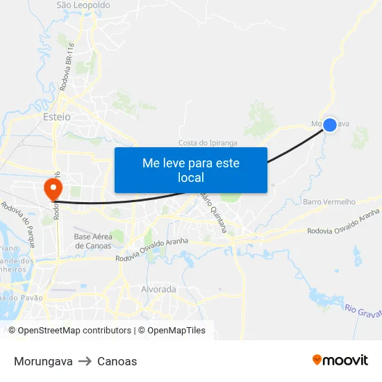 Morungava to Canoas map