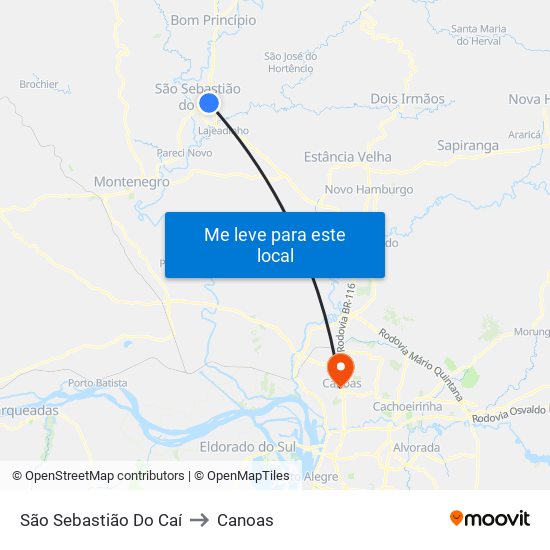 São Sebastião Do Caí to Canoas map