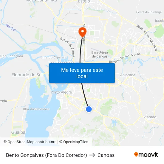 Bento Gonçalves (Fora Do Corredor) to Canoas map