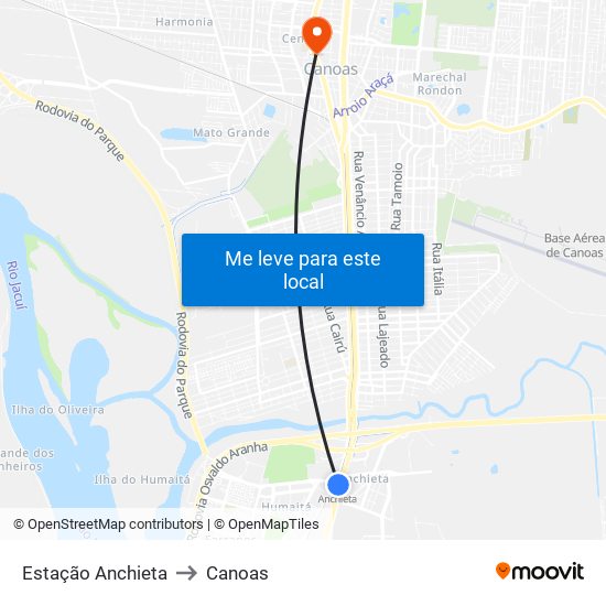 Estação Anchieta to Canoas map