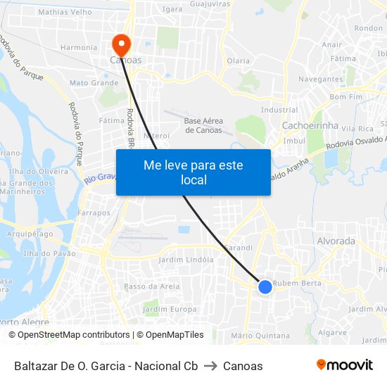 Baltazar De O. Garcia - Nacional Cb to Canoas map