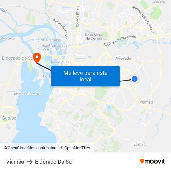 Viamão to Eldorado Do Sul map