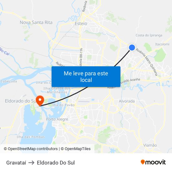 Gravataí to Eldorado Do Sul map