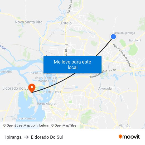 Ipiranga to Eldorado Do Sul map