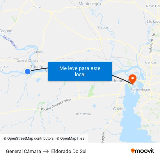 General Câmara to Eldorado Do Sul map