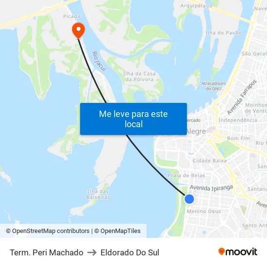 Term. Peri Machado to Eldorado Do Sul map