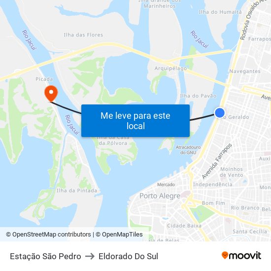 Estação São Pedro to Eldorado Do Sul map