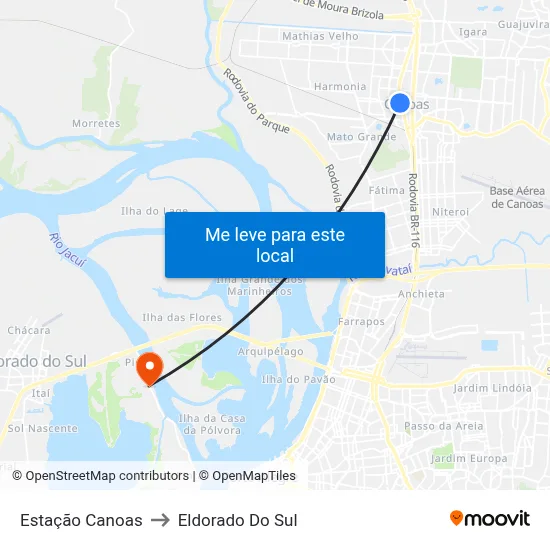 Estação Canoas to Eldorado Do Sul map