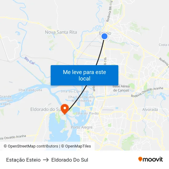 Estação Esteio to Eldorado Do Sul map
