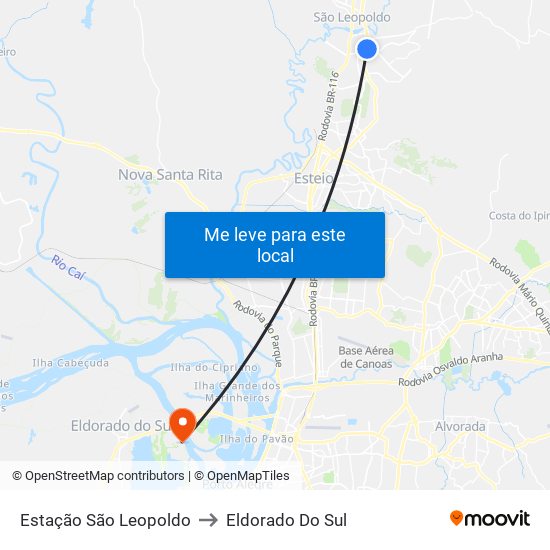 Estação São Leopoldo to Eldorado Do Sul map