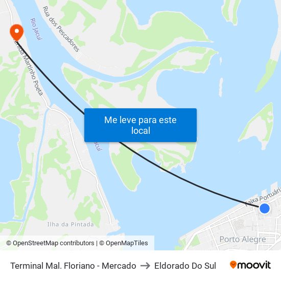 Terminal Mal. Floriano - Mercado to Eldorado Do Sul map