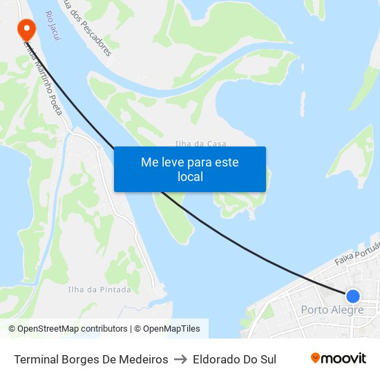 Terminal Borges De Medeiros to Eldorado Do Sul map