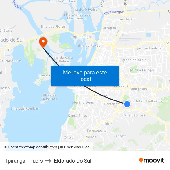 Ipiranga - Pucrs to Eldorado Do Sul map