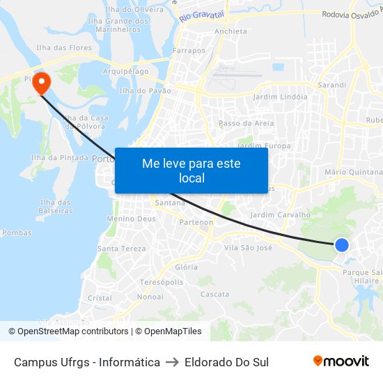 Campus Ufrgs - Informática to Eldorado Do Sul map