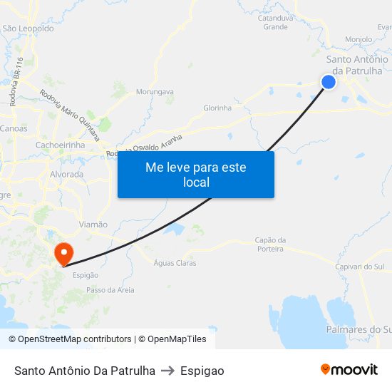 Santo Antônio Da Patrulha to Espigao map