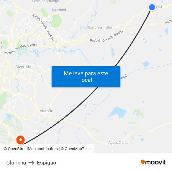 Glorinha to Espigao map