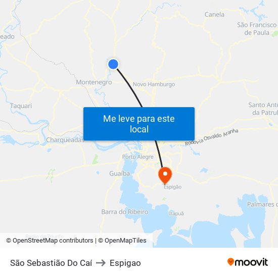 São Sebastião Do Caí to Espigao map