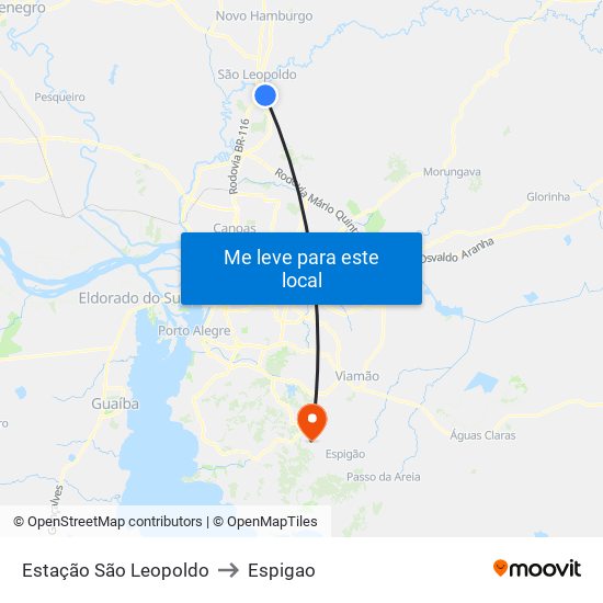 Estação São Leopoldo to Espigao map