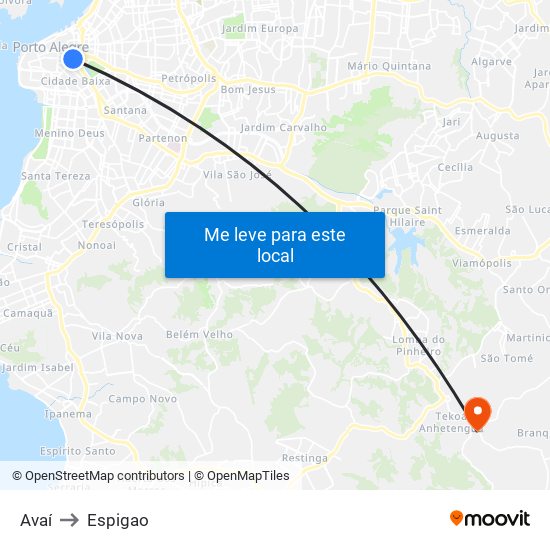 Avaí to Espigao map