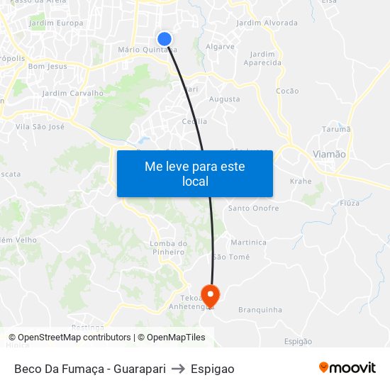 Beco Da Fumaça - Guarapari to Espigao map