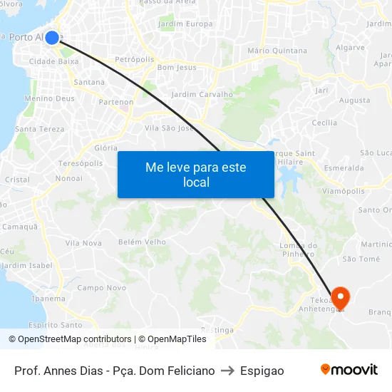 Prof. Annes Dias - Pça. Dom Feliciano to Espigao map