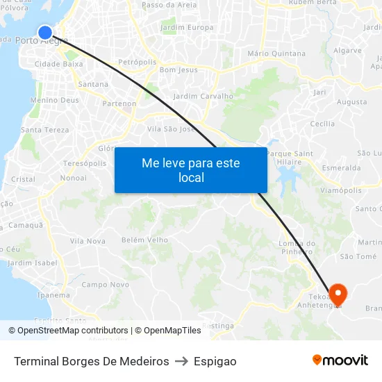 Terminal Borges De Medeiros to Espigao map
