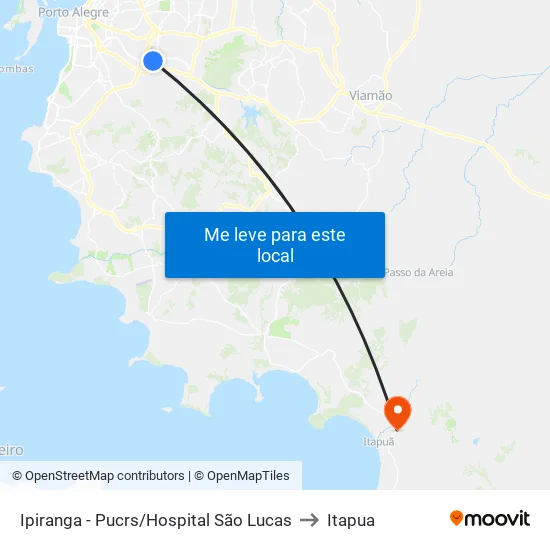 Ipiranga - Pucrs/Hospital São Lucas to Itapua map