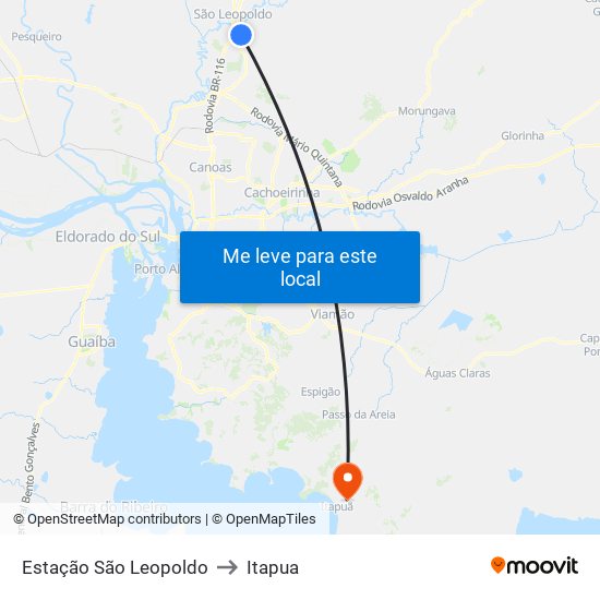 Estação São Leopoldo to Itapua map
