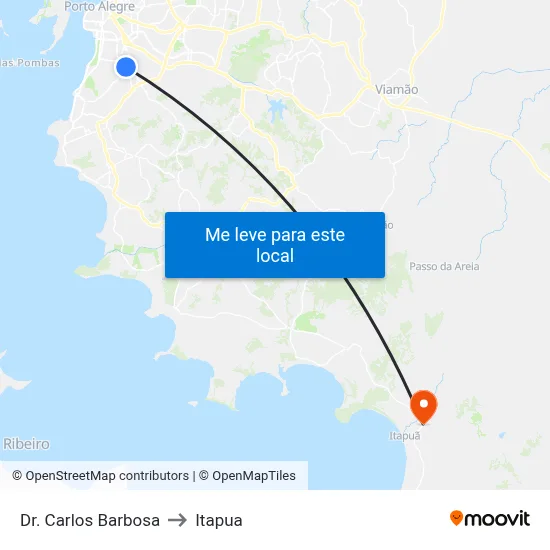 Dr. Carlos Barbosa to Itapua map