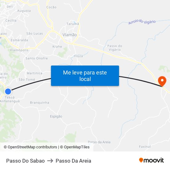 Passo Do Sabao to Passo Da Areia map