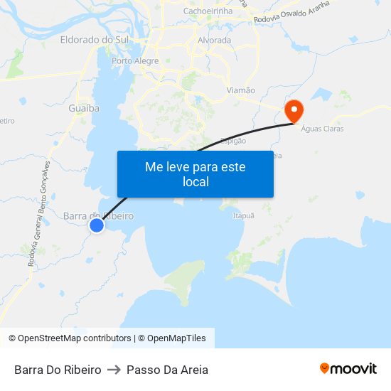 Barra Do Ribeiro to Passo Da Areia map