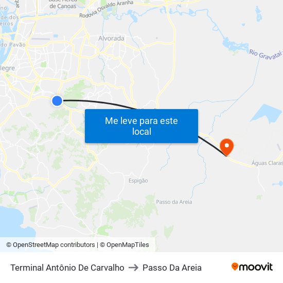 Terminal Antônio De Carvalho to Passo Da Areia map