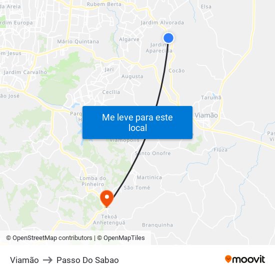 Viamão to Passo Do Sabao map