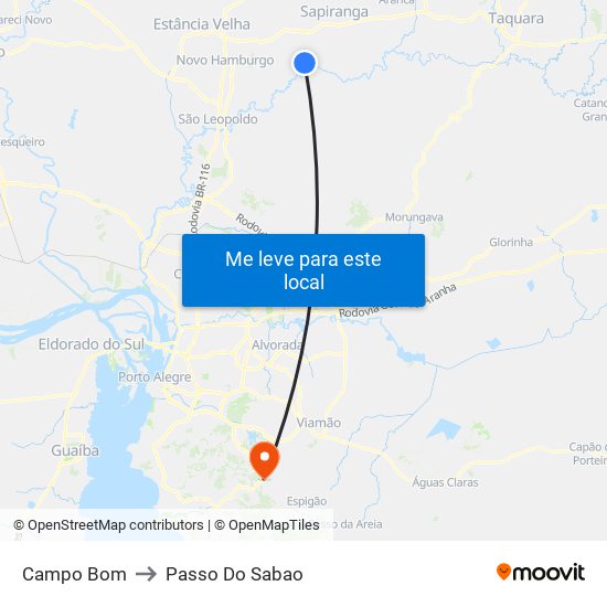 Campo Bom to Passo Do Sabao map