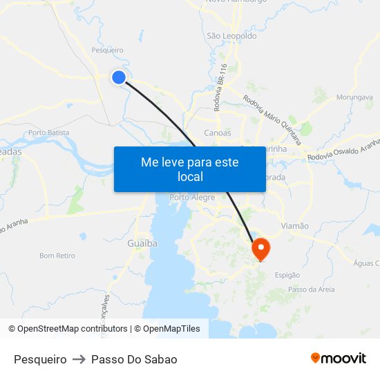 Pesqueiro to Passo Do Sabao map