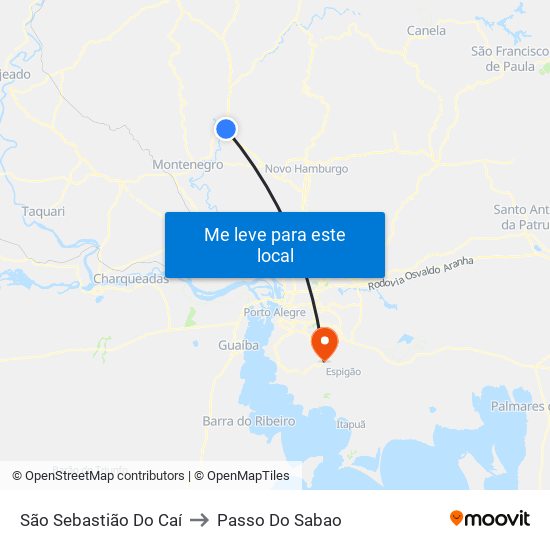 São Sebastião Do Caí to Passo Do Sabao map
