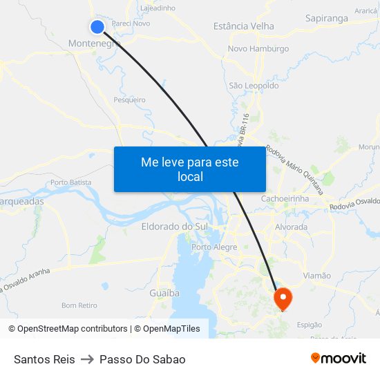 Santos Reis to Passo Do Sabao map