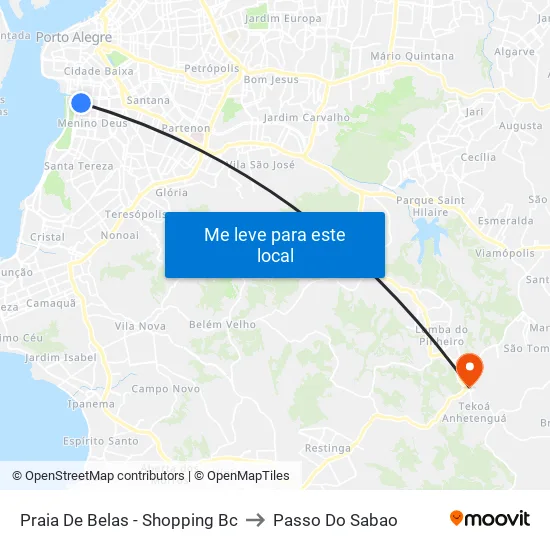 Praia De Belas - Shopping Bc to Passo Do Sabao map
