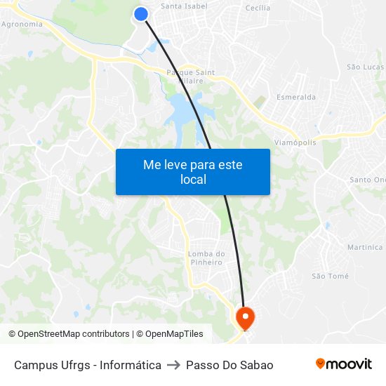 Campus Ufrgs - Informática to Passo Do Sabao map