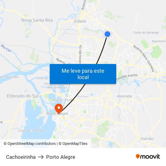Cachoeirinha to Porto Alegre map