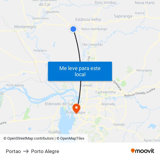 Portao to Porto Alegre map