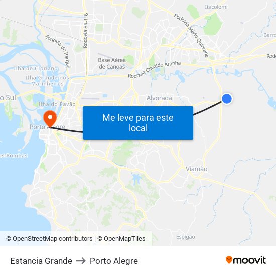 Estancia Grande to Porto Alegre map
