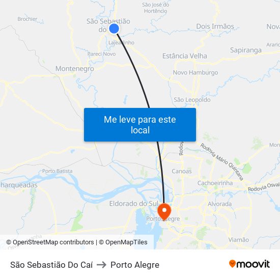 São Sebastião Do Caí to Porto Alegre map