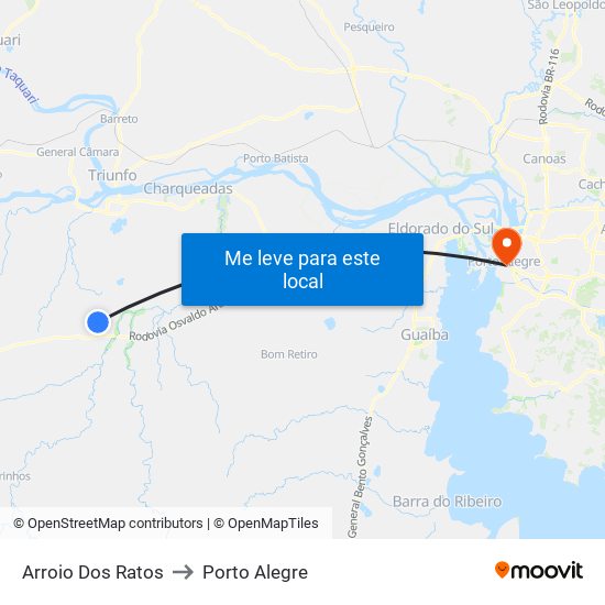 Arroio Dos Ratos to Porto Alegre map