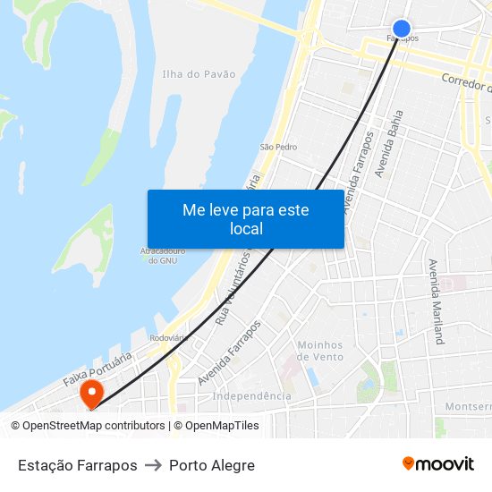 Estação Farrapos to Porto Alegre map