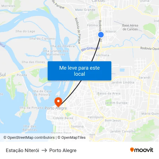 Estação Niterói to Porto Alegre map
